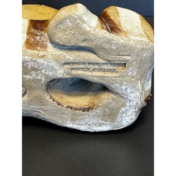 Vintage Nancy Ecklund Ceramic Cat Sculpture Brown & Cream Striped Figurine - Picture 10 of 10